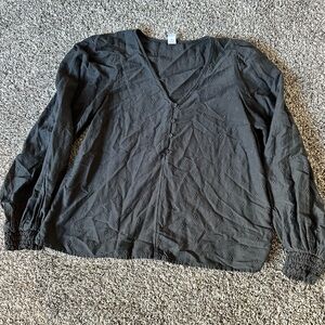 Dark Grey V-Neck Blouse